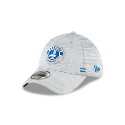 Grey Detroit Lions Hat - New Era NFL NFL Fall Sideline Historic 39THIRTY Stretch Fit Caps USA0491328